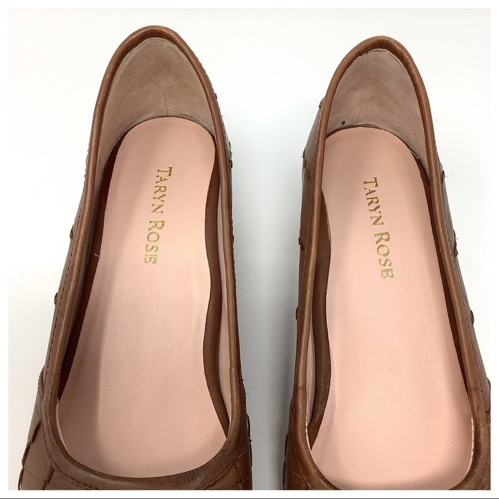 FINAL PRICE Taryn Rose Sadey Leather Peep Toe Cork Wedges 6.5M - Picture 7 of 14